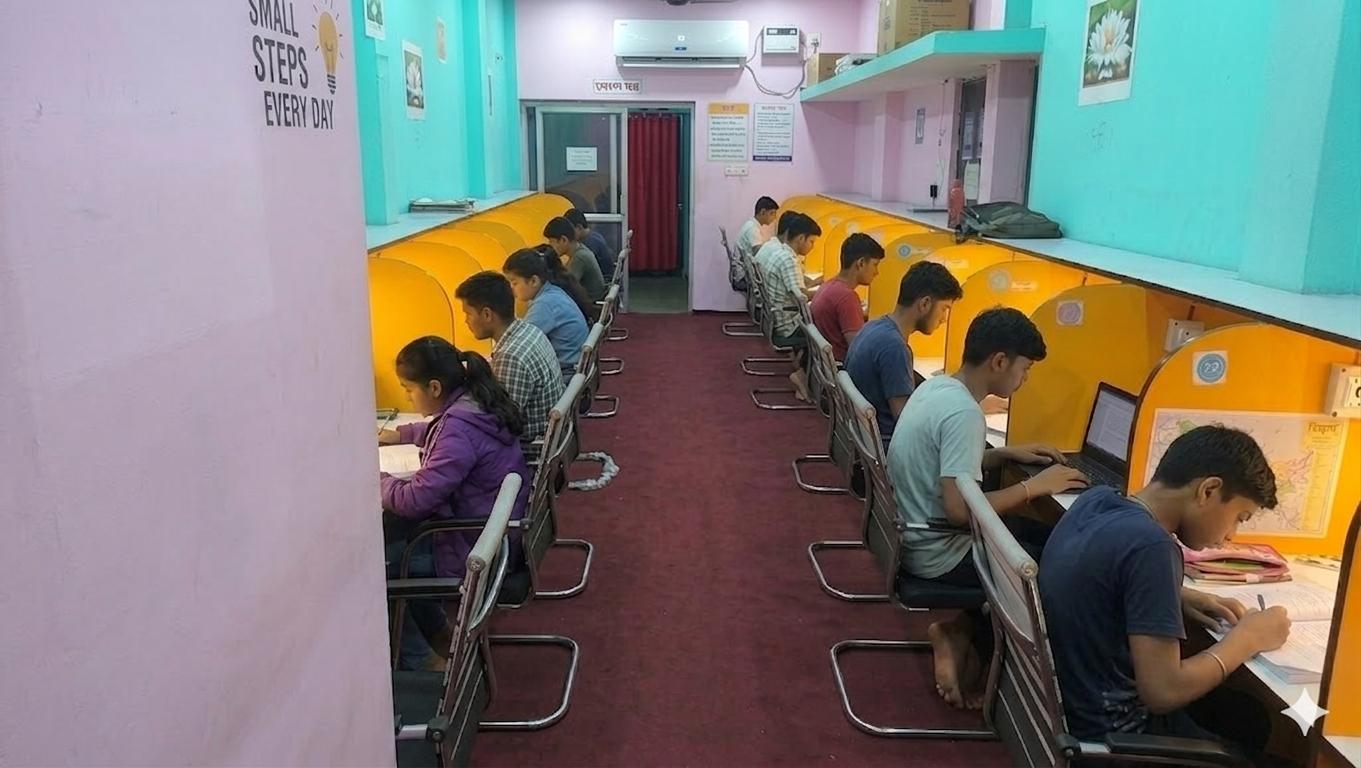 Side interior view of Maa Sharda Library Center